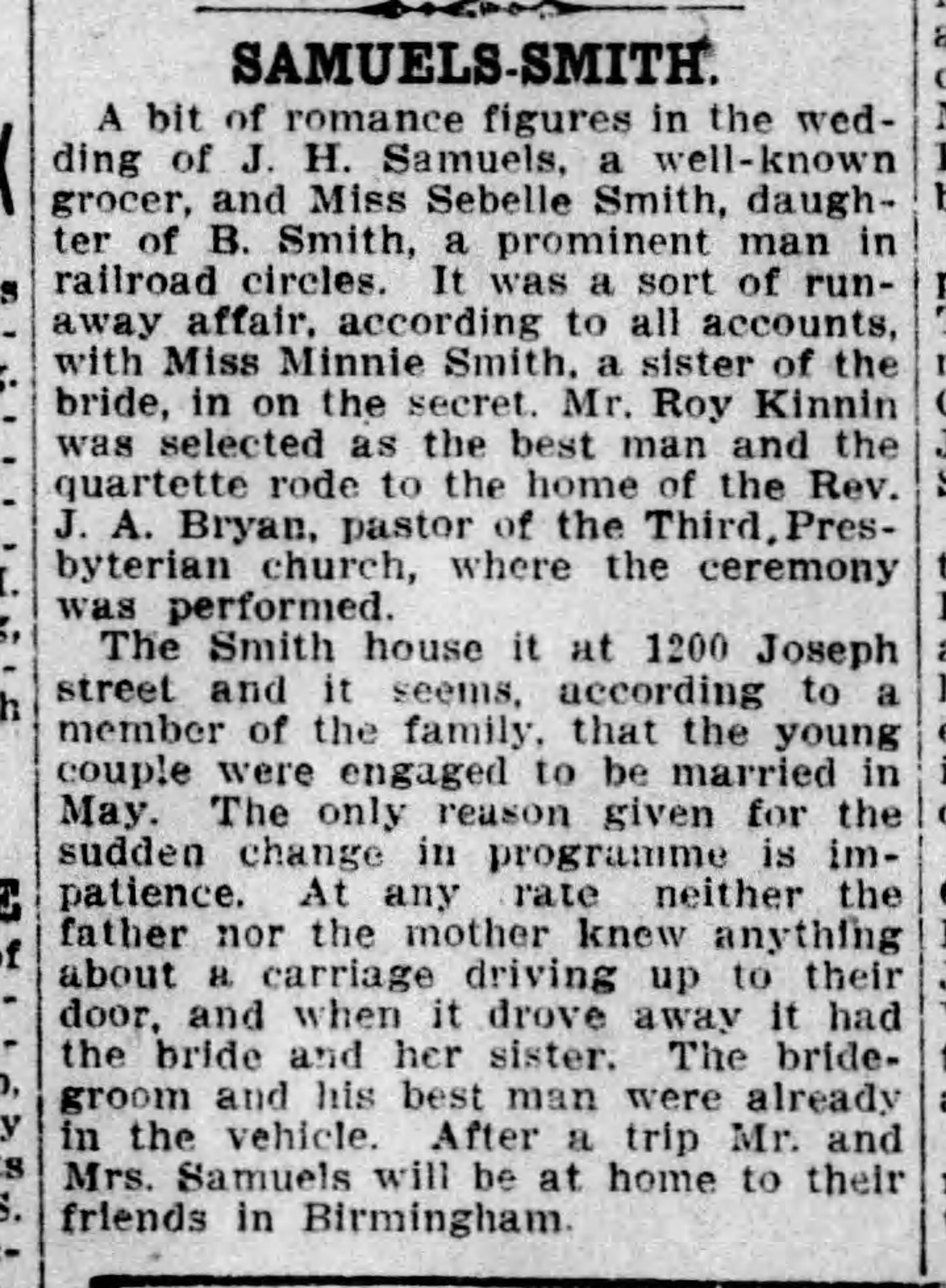 J.H. Samuels-Sebelle Smith